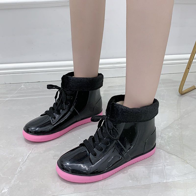 韩版雨鞋女成人时尚防水鞋短筒雨靴防滑胶鞋学生加绒保暖胶鞋四季