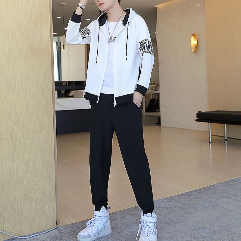 Men's jacket spring and autumn boys casual suit Korean style trendy men's handsome sportswear a set of student clothes