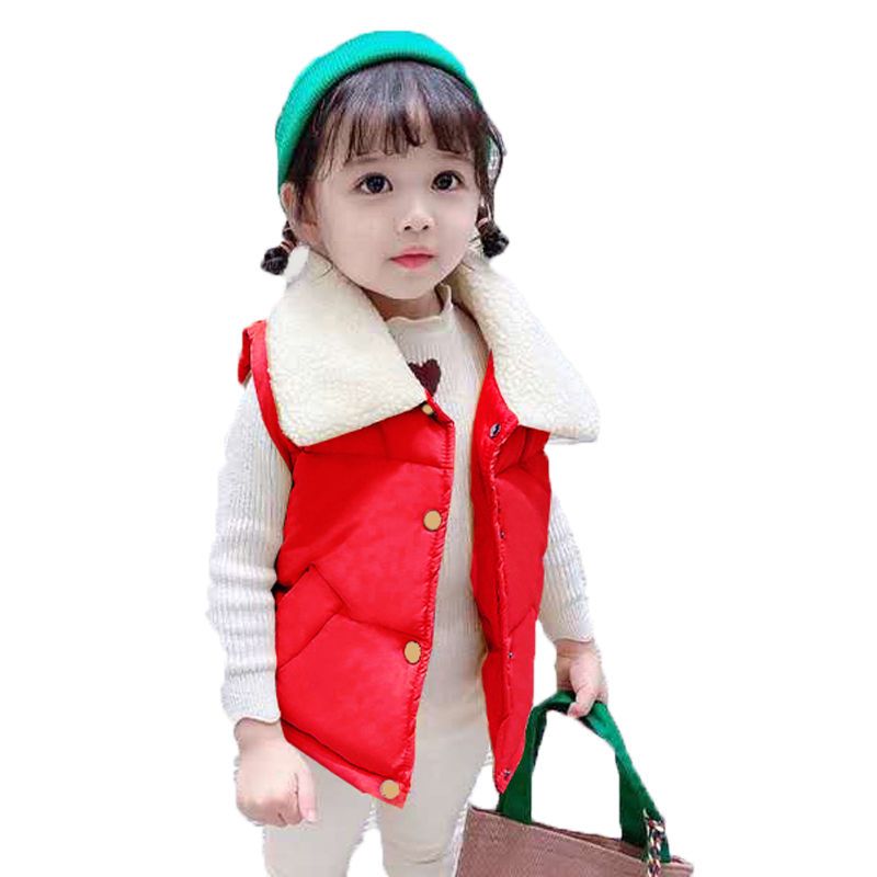 Autumn and winter children's down cotton vest stand collar thickened boys and girls vest baby spring and autumn children's cotton padded collar