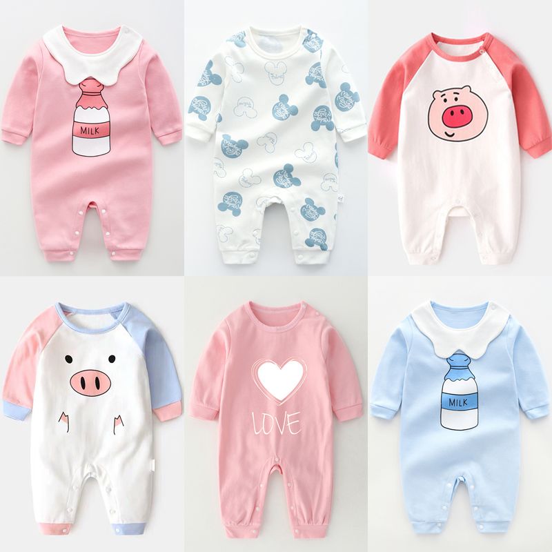 Baby male pure cotton female baby LONG SLEEVE BODYSUIT March 6 Harbin clothes newborn clothes 1 year old 0 spring and autumn pajamas