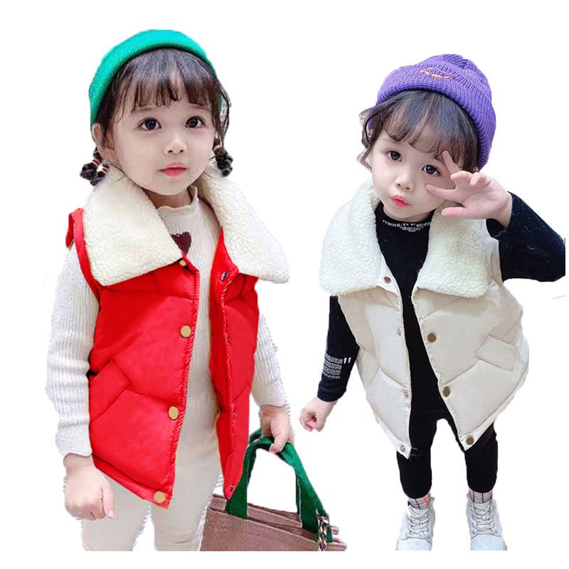 Autumn and winter children's down cotton vest stand collar thickened boys and girls vest baby spring and autumn children's cotton padded collar