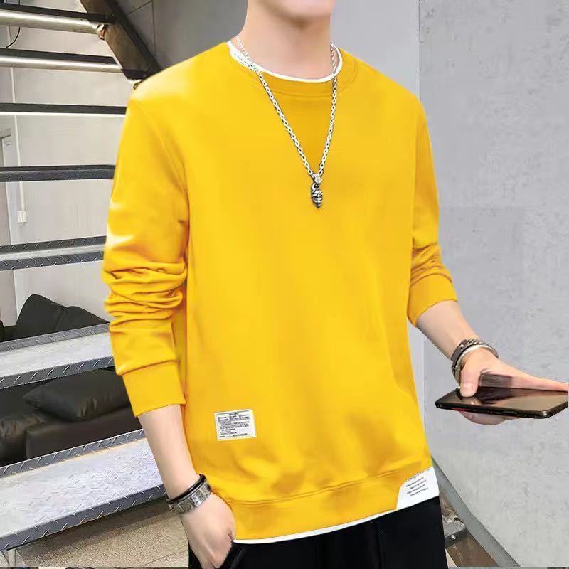Long-sleeved t-shirt men's autumn sweater new spring and autumn Korean style trendy bottoming shirt autumn and winter top clothes 1/2 piece