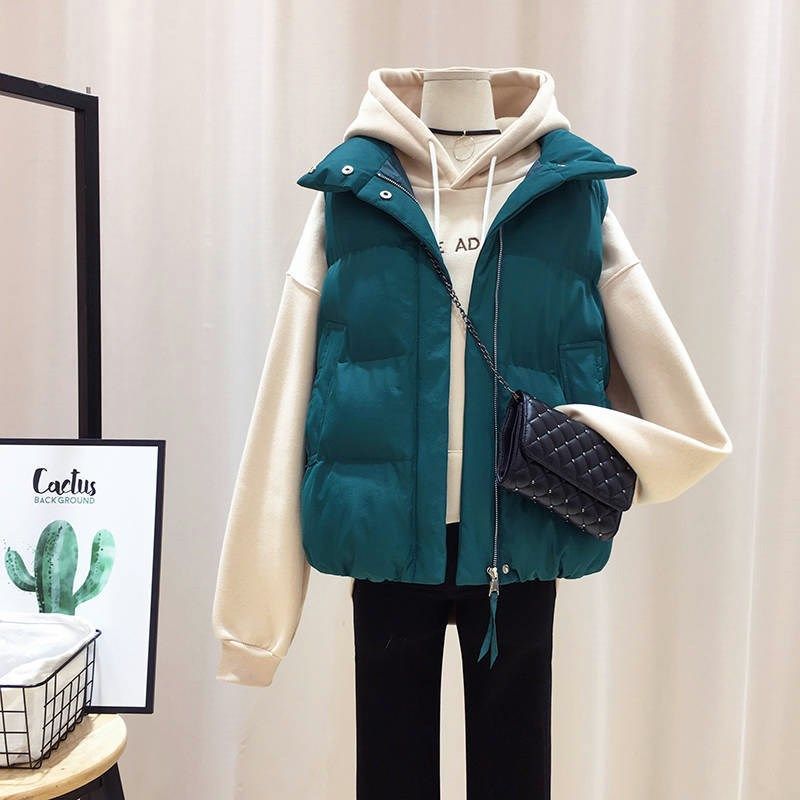 Fat mm large cotton padded jacket waistcoat female short Korean version students can wear loose jacket down cotton shoulder in autumn / winter 2020