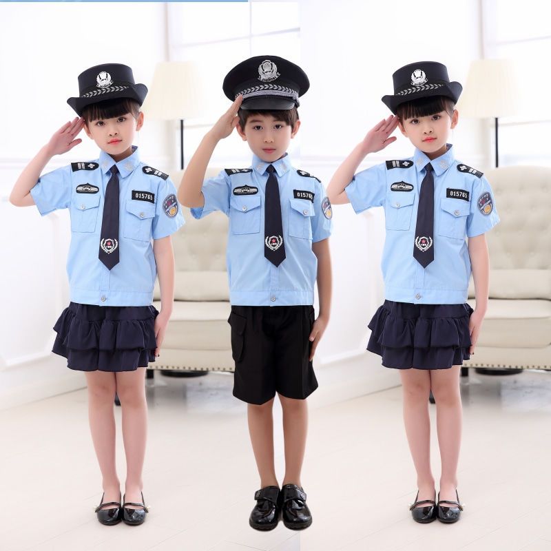 儿童小交警警察衣服童装黑猫警长演出服警官服装套装角色扮演