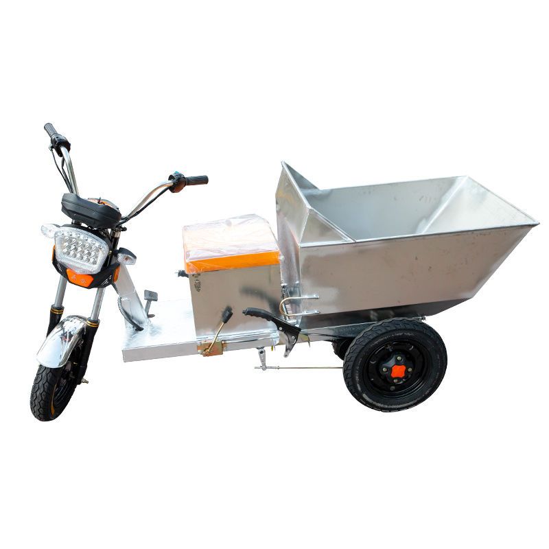 电动三轮不锈钢自卸翻斗车工地养殖拉粪拉饲料农用多功能运输车