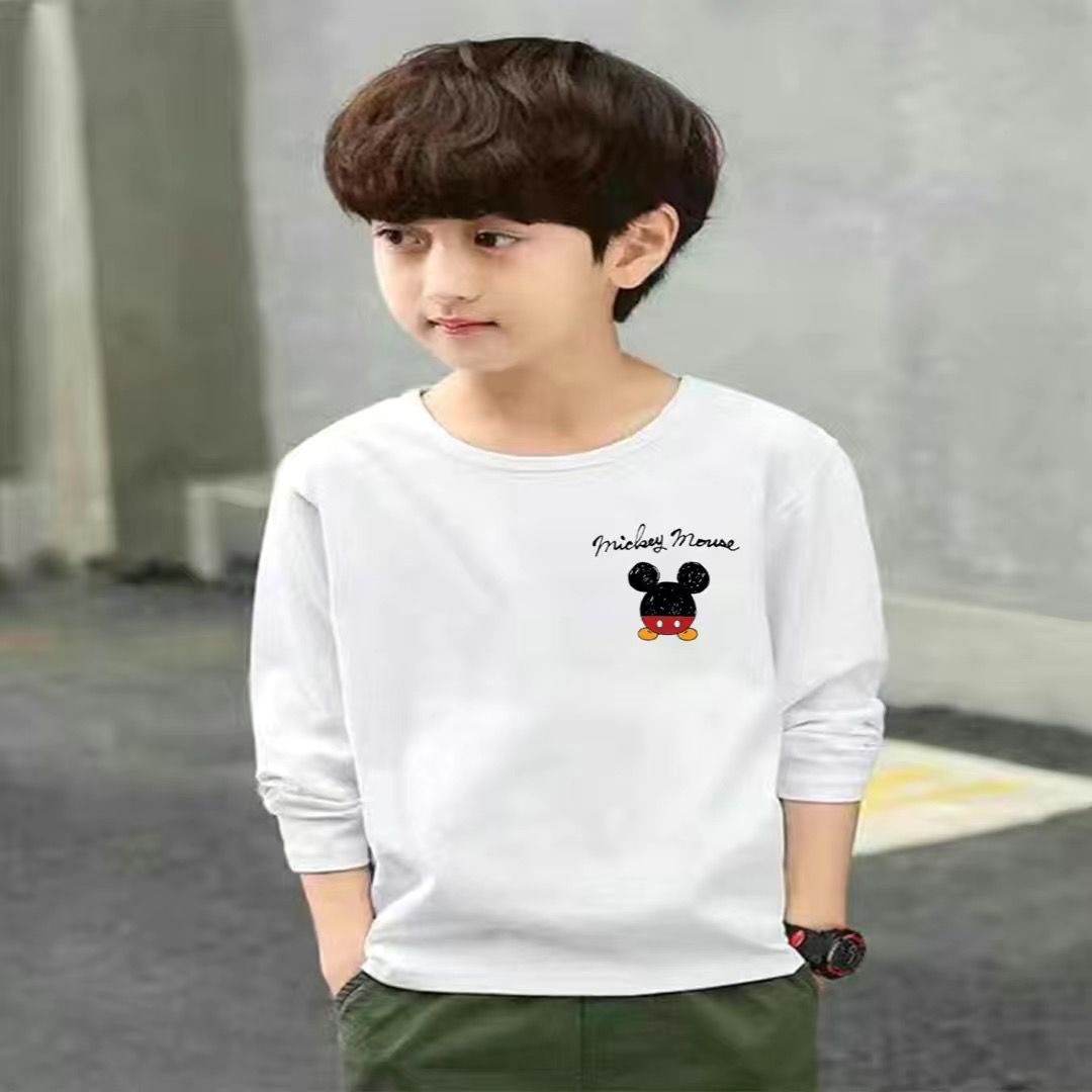 Trendy boys' long-sleeved T-shirts for big boys loose spring and autumn clothes children's student bottoming shirts 2020 new