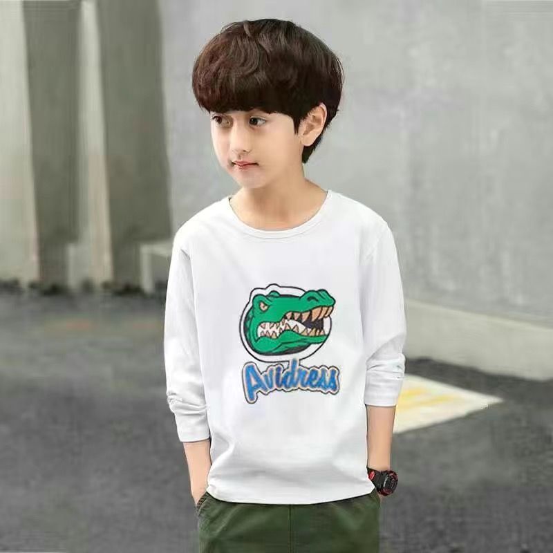 Trendy boys' long-sleeved T-shirts for big boys loose spring and autumn clothes children's student bottoming shirts 2020 new