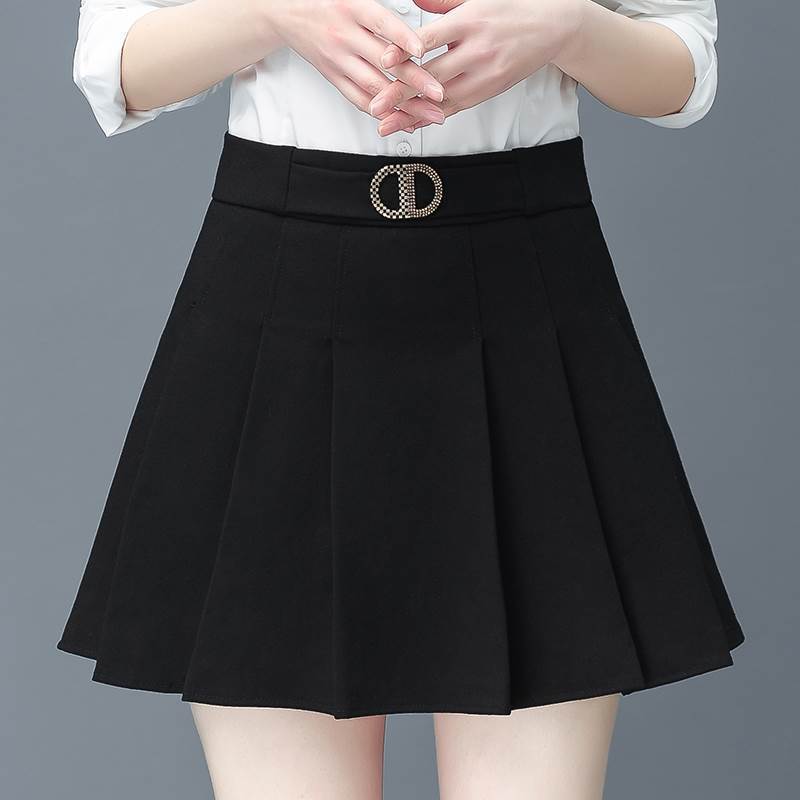 黑色百褶裙女半身裙2021春秋新款高腰显瘦短款伞裙小摆裙蓬蓬短裙