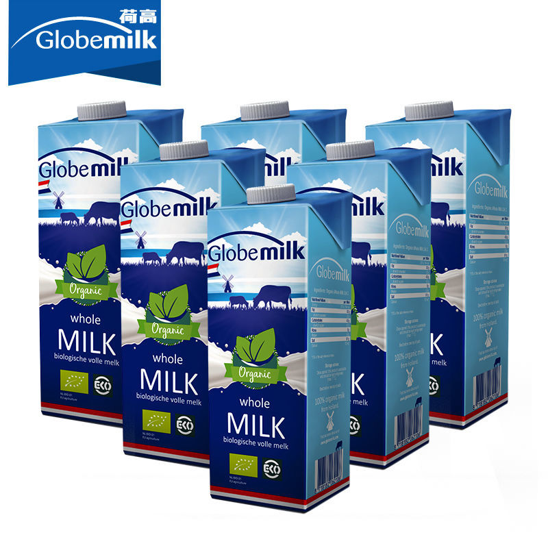 荷兰原装进口 荷高globemilk有机全脂纯牛奶 1l*6【3月7日发完】