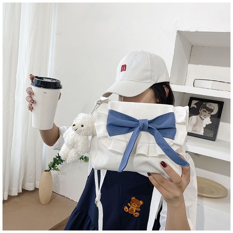 Borsa a tracolla piccola da donna 2020 New INS Canvas Student Versatile Girl Fresh Cartoon_voghion.com