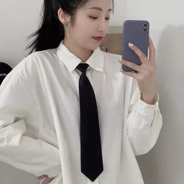学生免系黑色领带学院风JK衬衫纯色拉链领带男女通用商务懒人领带