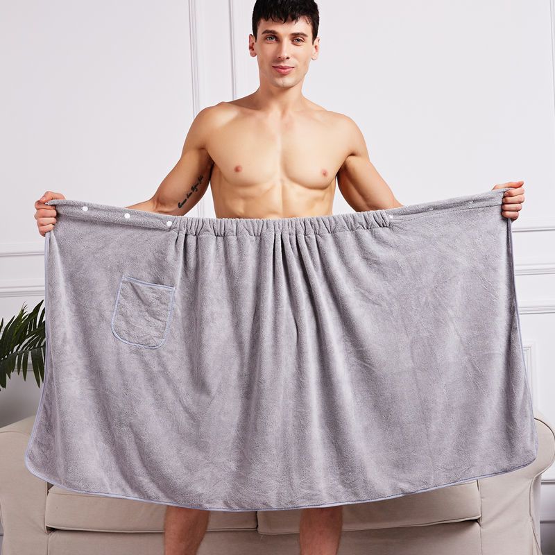 The bath towel can be worn by adult men's Strapless bathrobe, which is larger than that of pure cotton absorbent bathrobe