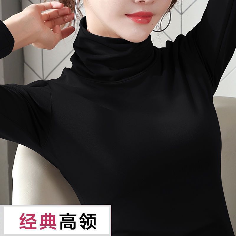 Modal high collar autumn dress women wear spring and autumn fashion slim, wear bottoming shirt round neck long sleeve top women