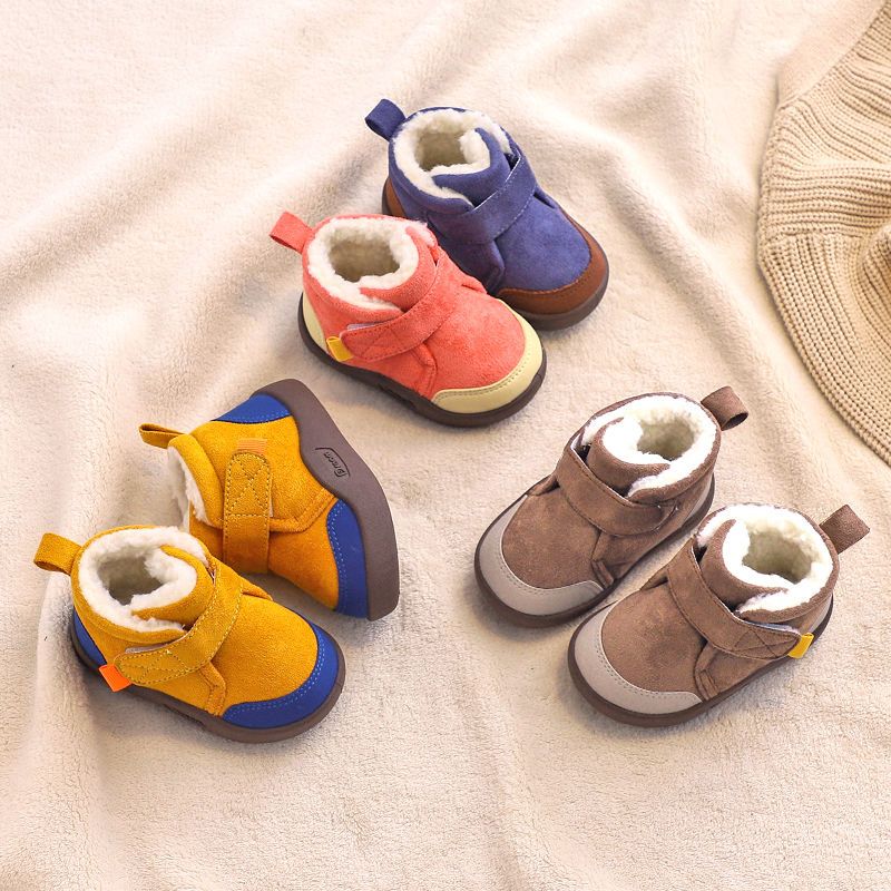 冬季加绒宝宝学步鞋1-2一3岁4软底防滑男女婴儿棉鞋小童雪地靴子5