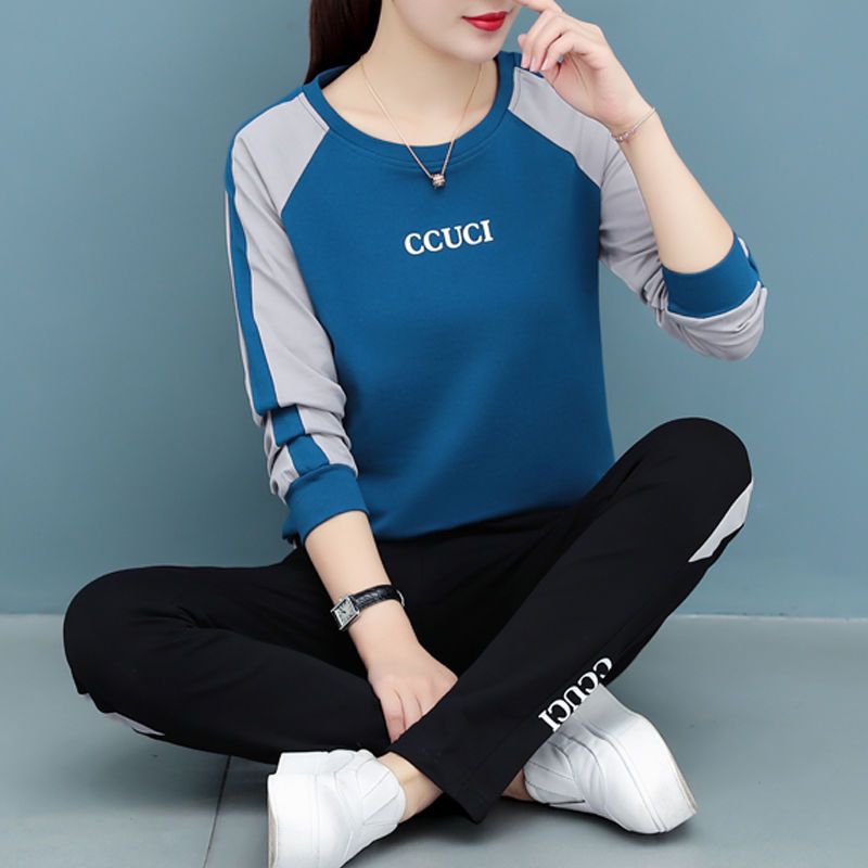 纯棉运动套装女春秋季时尚韩版宽松卫衣大码女装秋装广场舞休闲服