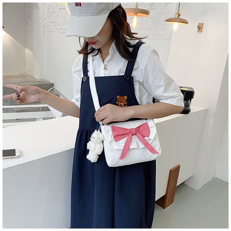 Borsa a tracolla piccola da donna 2020 New INS Canvas Student Versatile Girl Fresh Cartoon_voghion.com