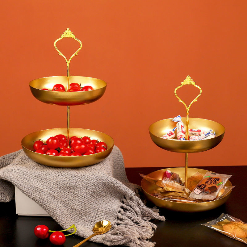 欧式水果盘客厅时尚创意果盘茶几网红家用多功能糖果零食双层托盘