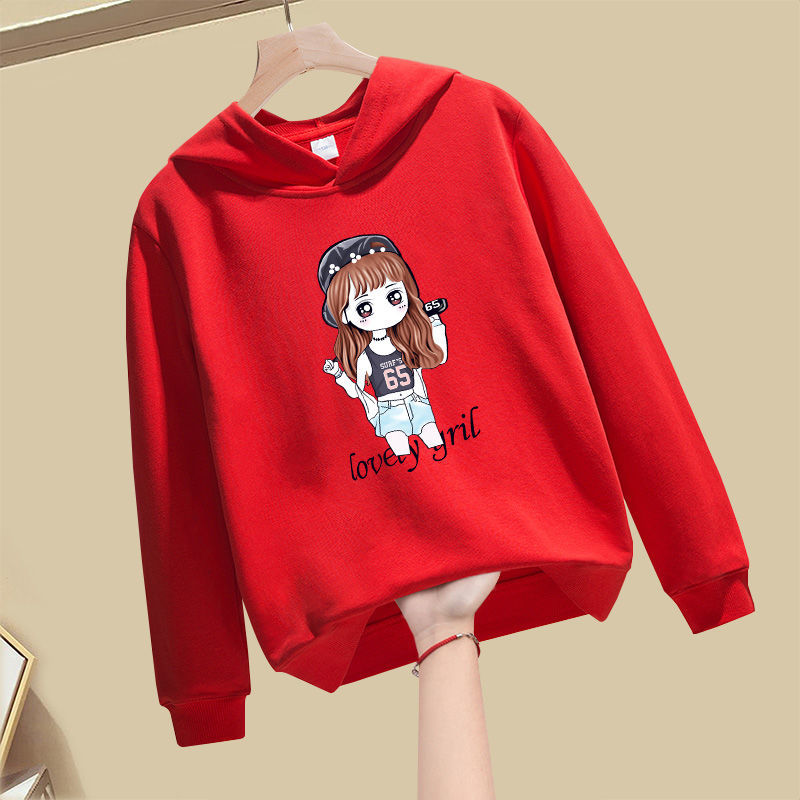 Cotton children's foreign style sweater spring and autumn children's wear big children's thin hooded long sleeve coat girl's coat bottom coat