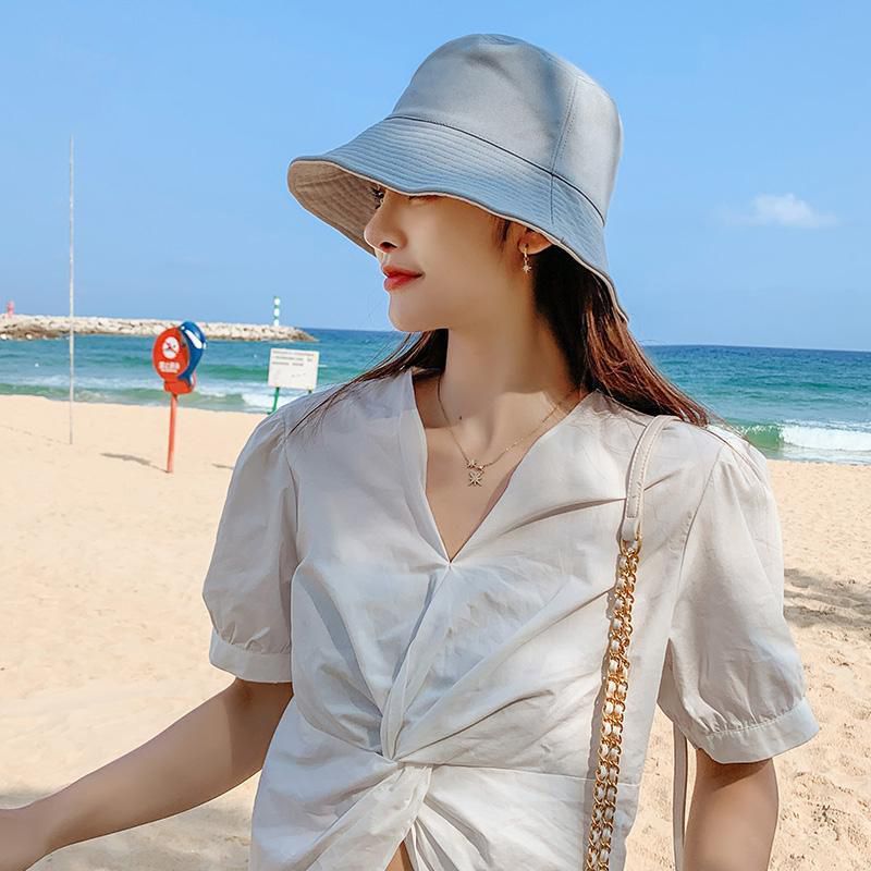 Fisherman hat women's summer Korean version of the trendy all-match summer sunshade sunscreen cover face anti-ultraviolet large edge sun hat women