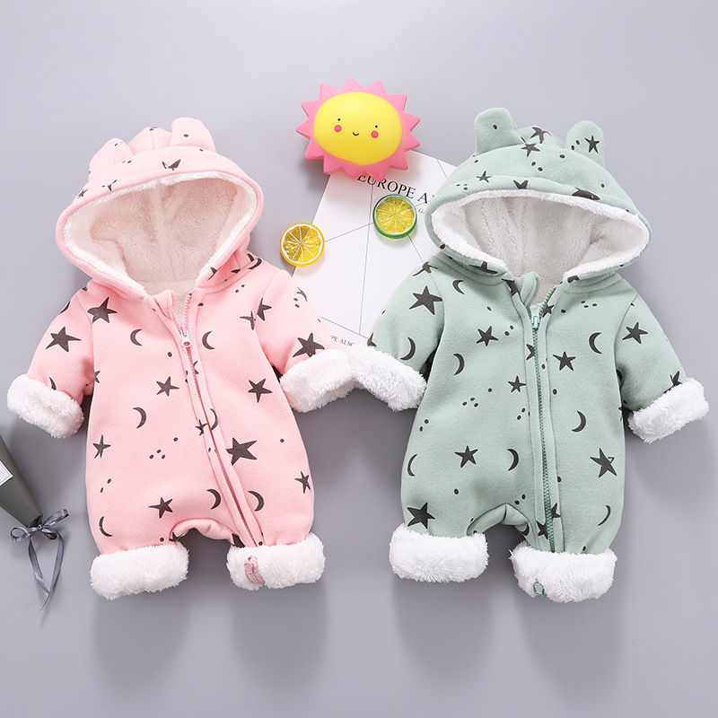 BABY BODYSUIT spring autumn winter pure cotton open file boys and girls newborn winter Plush thickening, out wear cotton