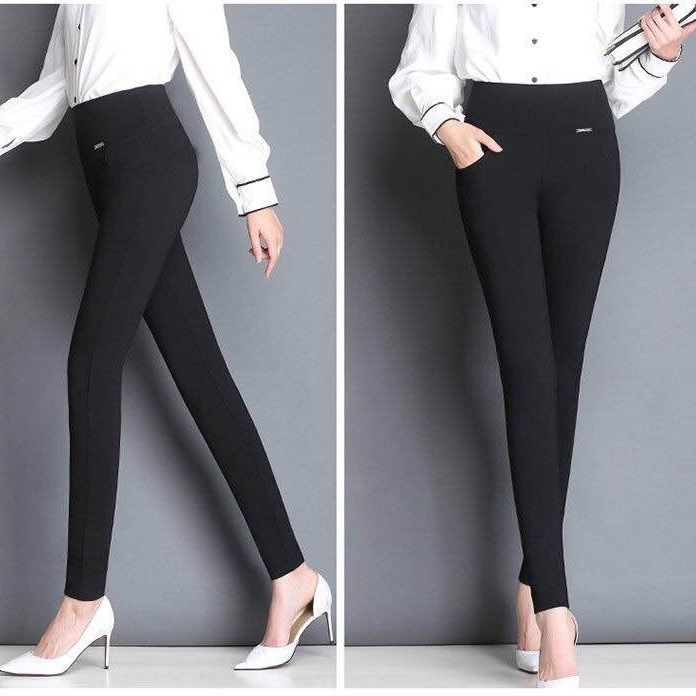 Plus velvet autumn and winter outer wear leggings female thick section mother fat mm large size high waist elastic thin black trousers