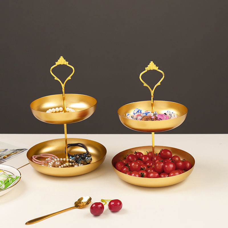 欧式水果盘客厅时尚创意果盘茶几网红家用多功能糖果零食双层托盘