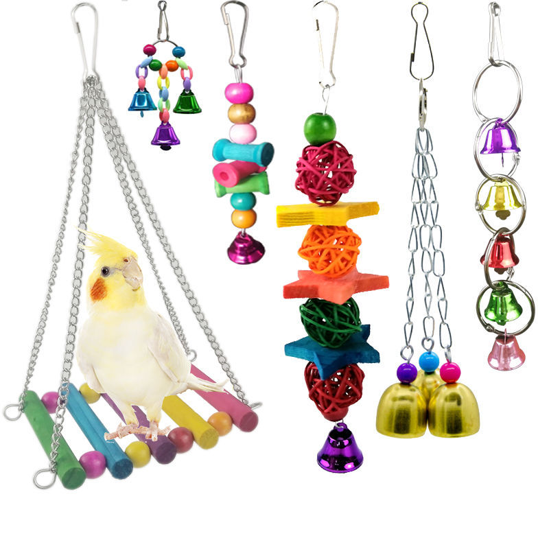 6 pieces set of cross border popular parrot toy bird products combination bird toy bird products swing