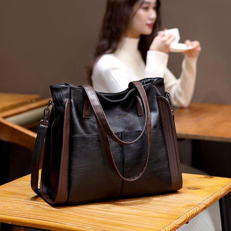 Large capacity leather sheepskin soft leather large bag women 2021 new fashion handbag single shoulder women's Bag Messenger Bag Fashion
