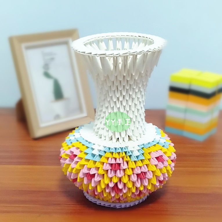 花瓶手工作业三角插折纸材料包制作美术礼物儿童创意立体