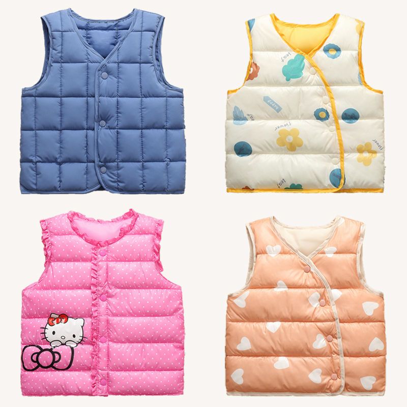 Children's cotton vest boy thickened autumn winter baby down cotton vest Girl 2 wear 6 warm 4 children 5 years old