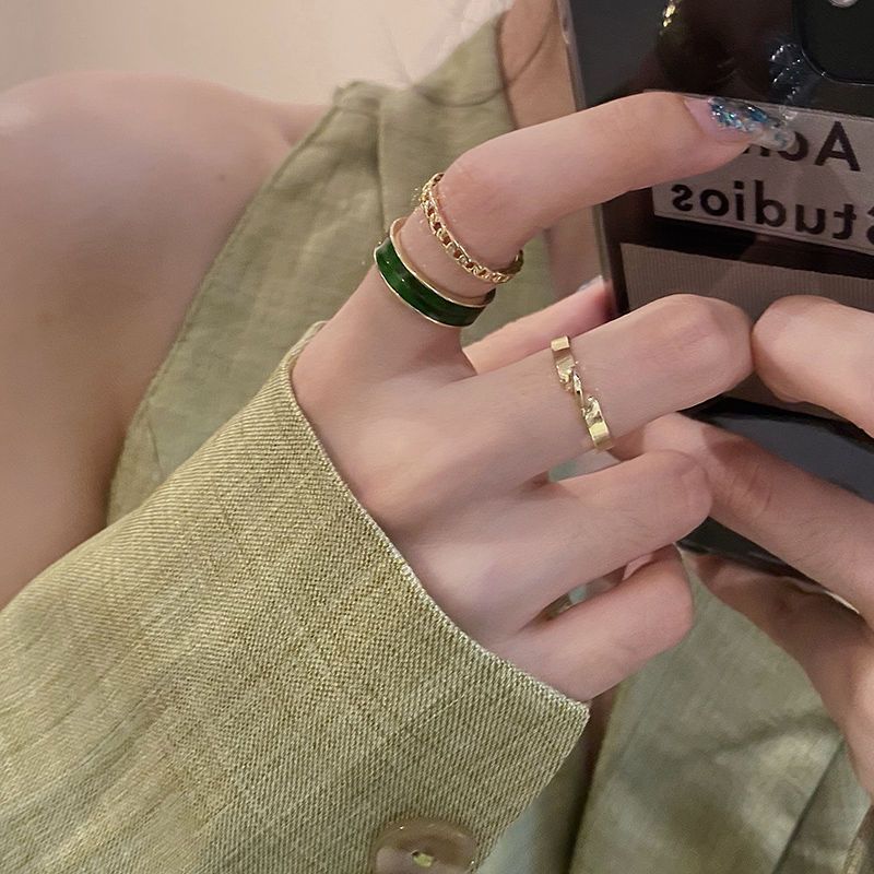 Fashionable three-piece set of ring rings for women with personality ins cold trend index finger ring opening adjustable ring