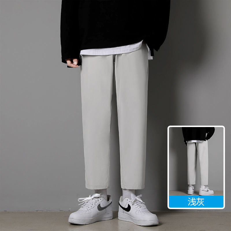 Loose and versatile straight casual pants men's Korean fashion sports Plush Capris autumn wide leg trousers