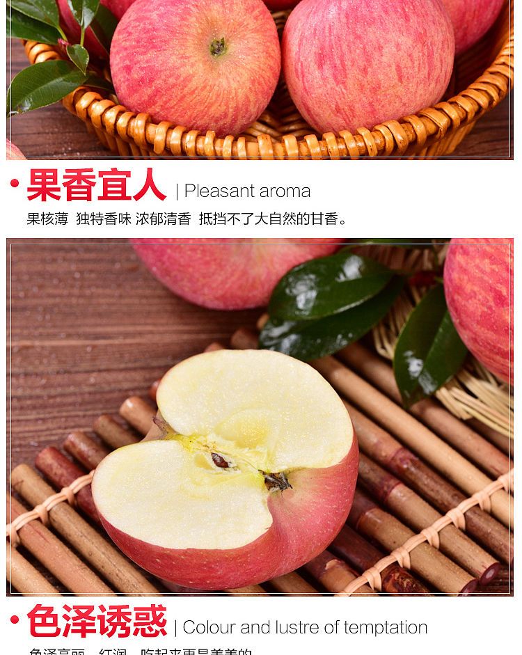 烟台红富士苹果水果5斤山东栖霞当季新鲜水果脆甜整箱批发