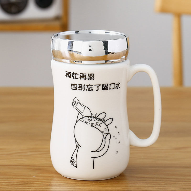 Custom made cartoon ceramic cup office Cup Mug with cover mirror tea water cup coffee cup milk cup gift cup