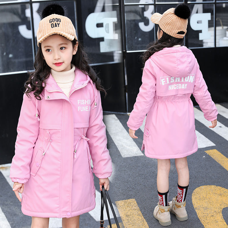 Big children's autumn clothes 13-year-old children's girl's coat spring and autumn fashionable autumn and winter new style children's wear foreign style windbreaker thickened