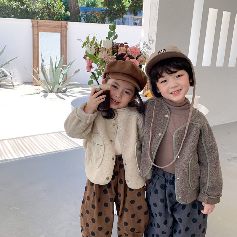 Boys and girls Korean style coat  autumn style Korean style children's casual fashion coat baby solid color wool sweater