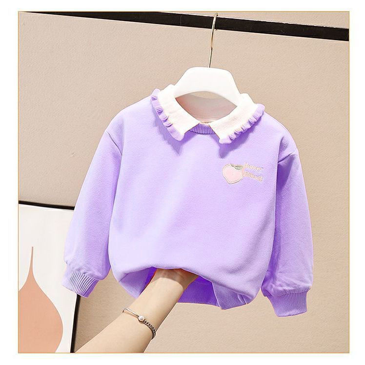 Baby cotton Plush sweater winter Korean girls long sleeve cotton T-shirt loose Pullover for little girls