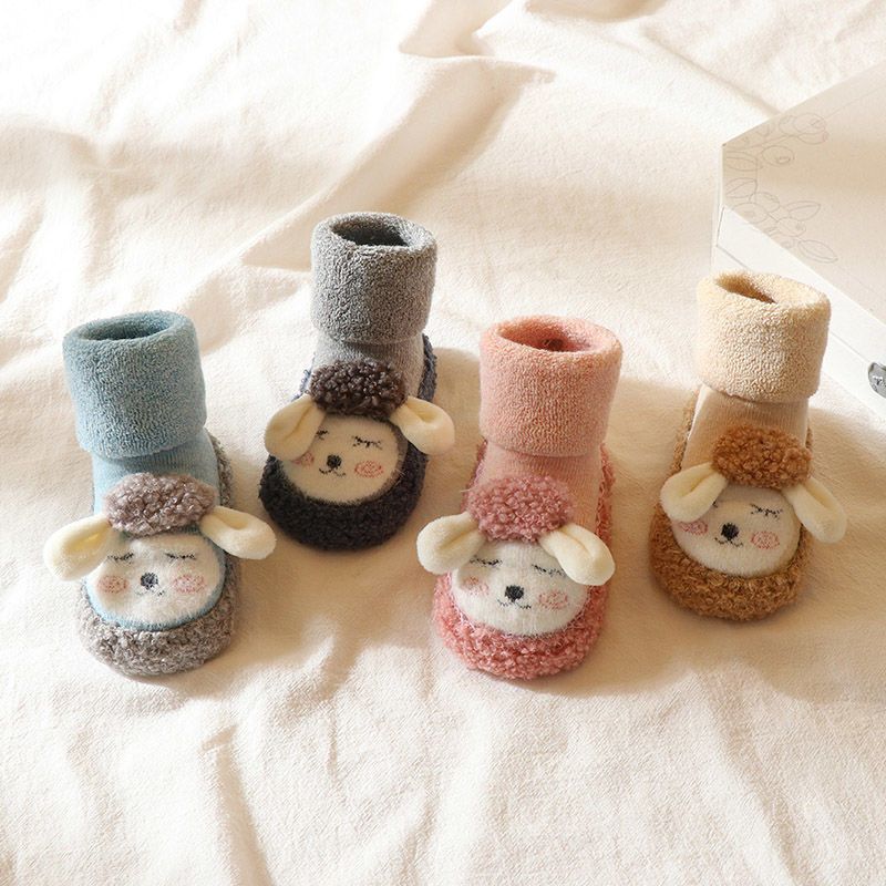 Floor socks baby autumn and winter cool thickened plus velvet doll indoor non-slip newborn baby toddler baby shoes and socks