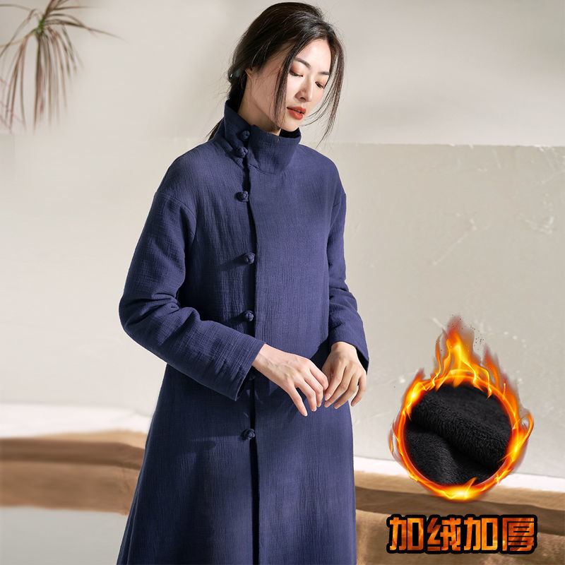 单/两件套 中国风禅意茶服文艺复古改良版棉衣外套中式唐装大衣女