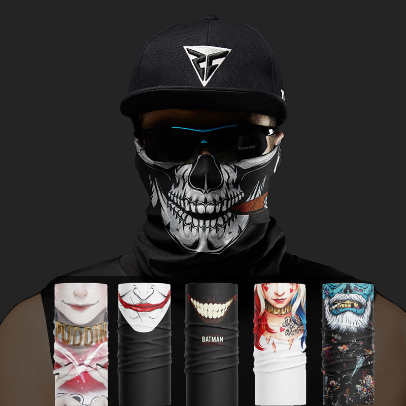 Versatile magic scarf outdoor cycling sports sweat absorption and sunscreen Japanese hip-hop printing trend Bib mask for men and women
