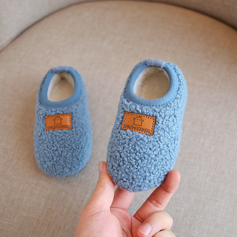 Baby home shoes, children's cotton slippers, bag and girls, infants, indoor wool cotton shoes, men's non-slip, 1-3 years old, 2
