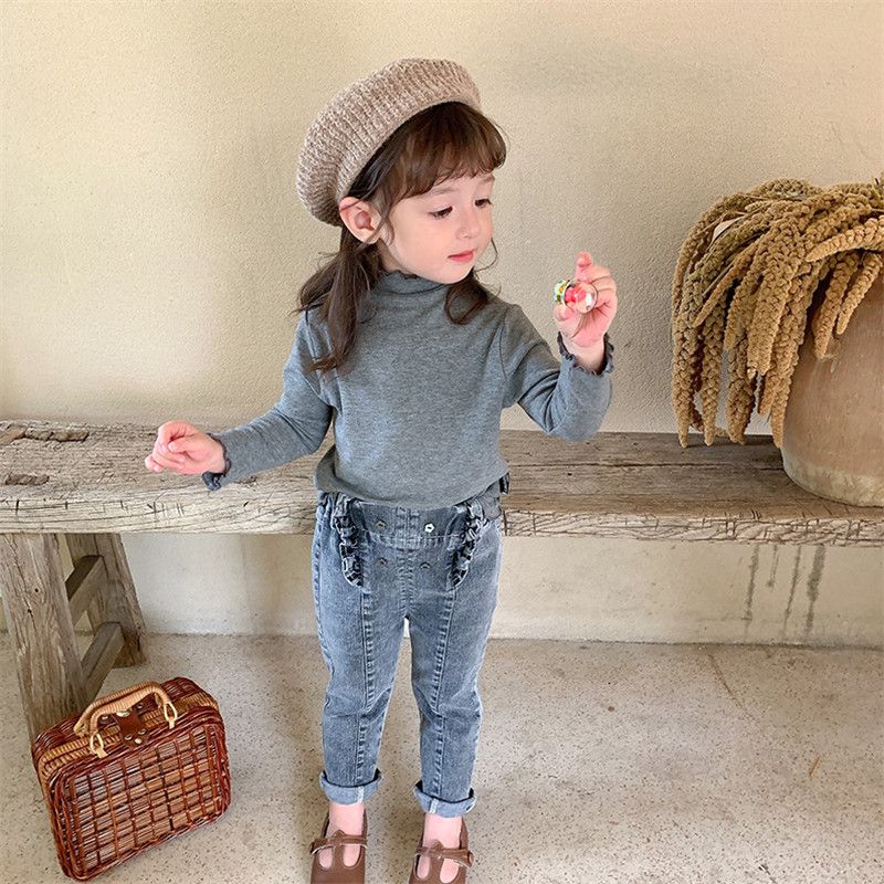 Children's clothing girls spring and autumn new style plus velvet children's turtleneck bottoming shirt autumn and winter style long-sleeved T-shirt baby tops