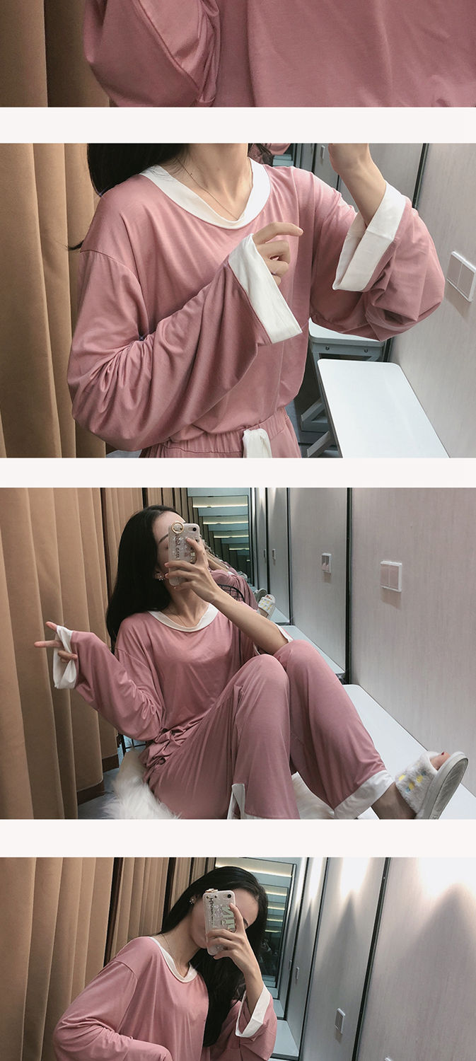 A   2020新款睡衣女秋冬季韩版可爱学生古风大码卡通长袖家居服套装ns