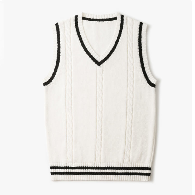 2020 autumn and winter college style white knitted vest female V-neck sleeveless sweater vest for junior high school students