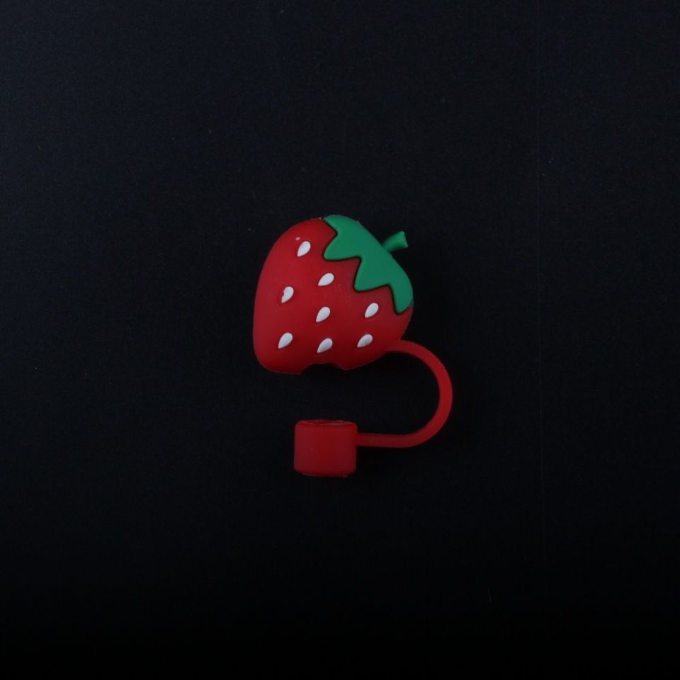 Sealed cup cover glass straw anti scald heat insulation cup cover strawberry straw dust plug