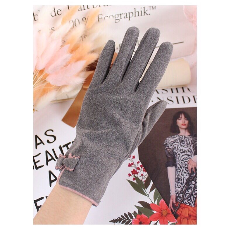 Guantes autocalentables para mujer, pantalla táctil cálida, modelos de otoño e invierno, lindos lazos, conducción de moda, versión coreana de calefacción Derong_voghion.com