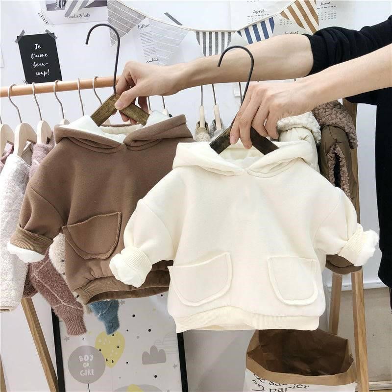 Boys and girls' Plush sweater Korean version of little girls' autumn and winter top winter wear warm foreign style coat children's thickened children's clothing