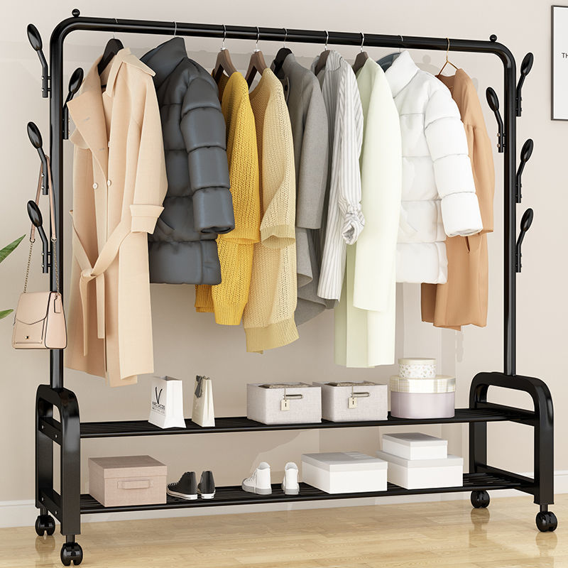 Single pole clothes hanger floor simple clothes drying pole household bedroom clothes rack folding indoor clothes rack