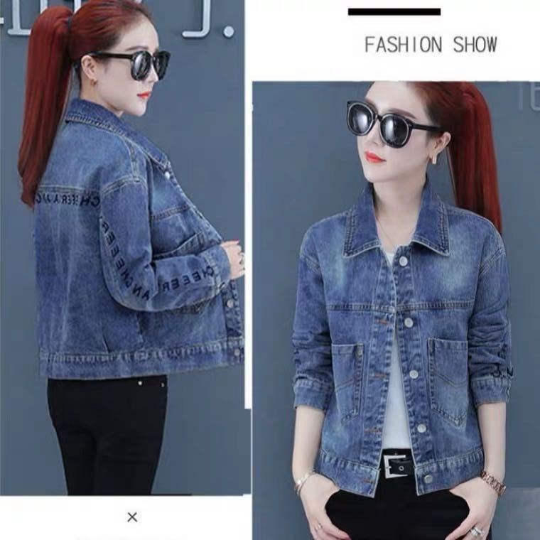 Large size denim jacket for women loose and slim  spring new Korean version versatile fashion denim casual jacket