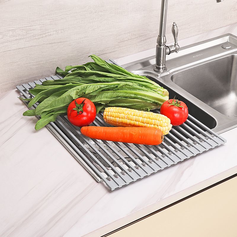 可折叠沥水架水槽上方收纳架碗碟架厨房洗碗池放碗架沥水篮置物架